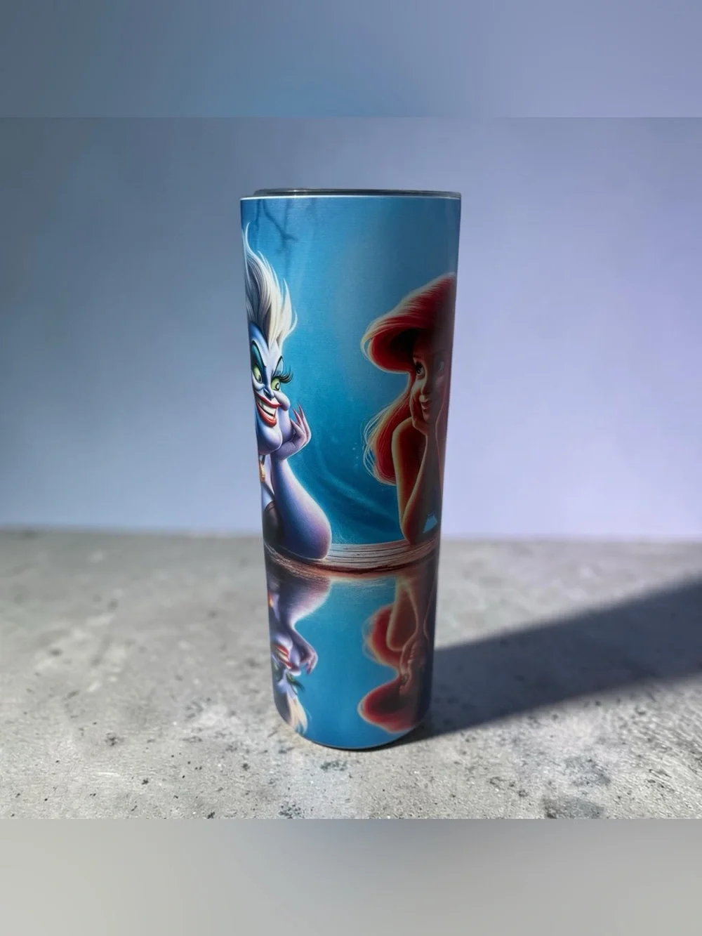 🔥 Brand New Ursula and Ariel Character Tumbler - Blue & Purple Design